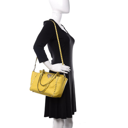 Valentino Garavani Vitello Small Rockstud Tote Water Yellow 2 of 12