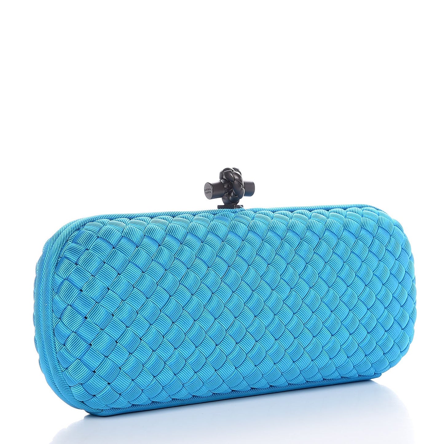 Silk Faille Intrecciato Knot Clutch Turquoise