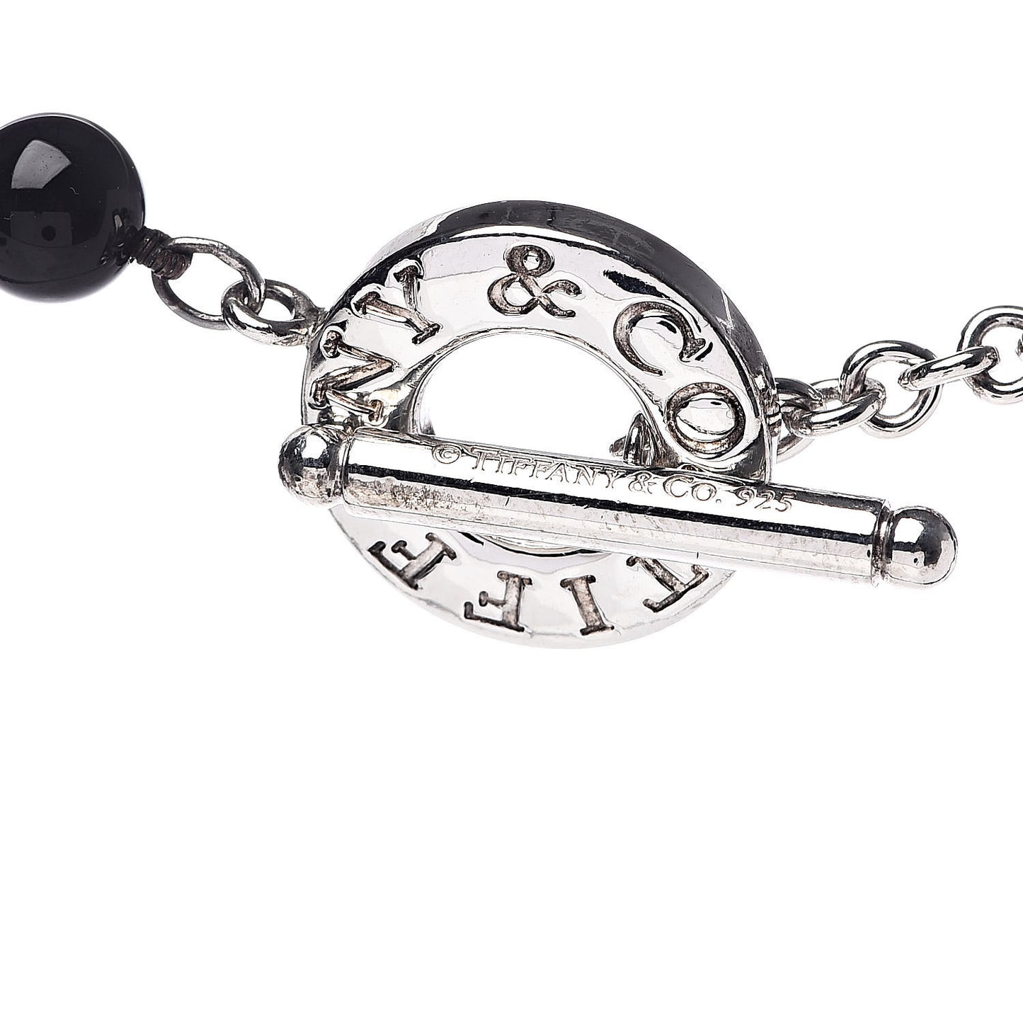Sterling Silver Black Onyx Bead Toggle Necklace