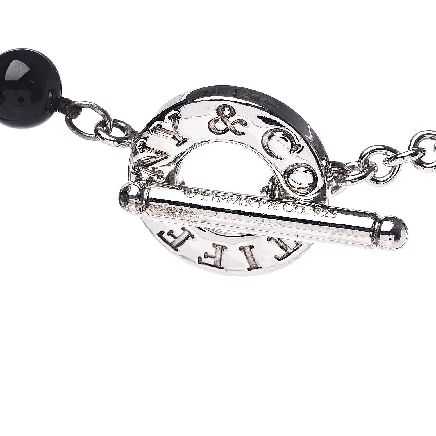 Tiffany Sterling Silver Black Onyx Bead Toggle Necklace 4 of 4