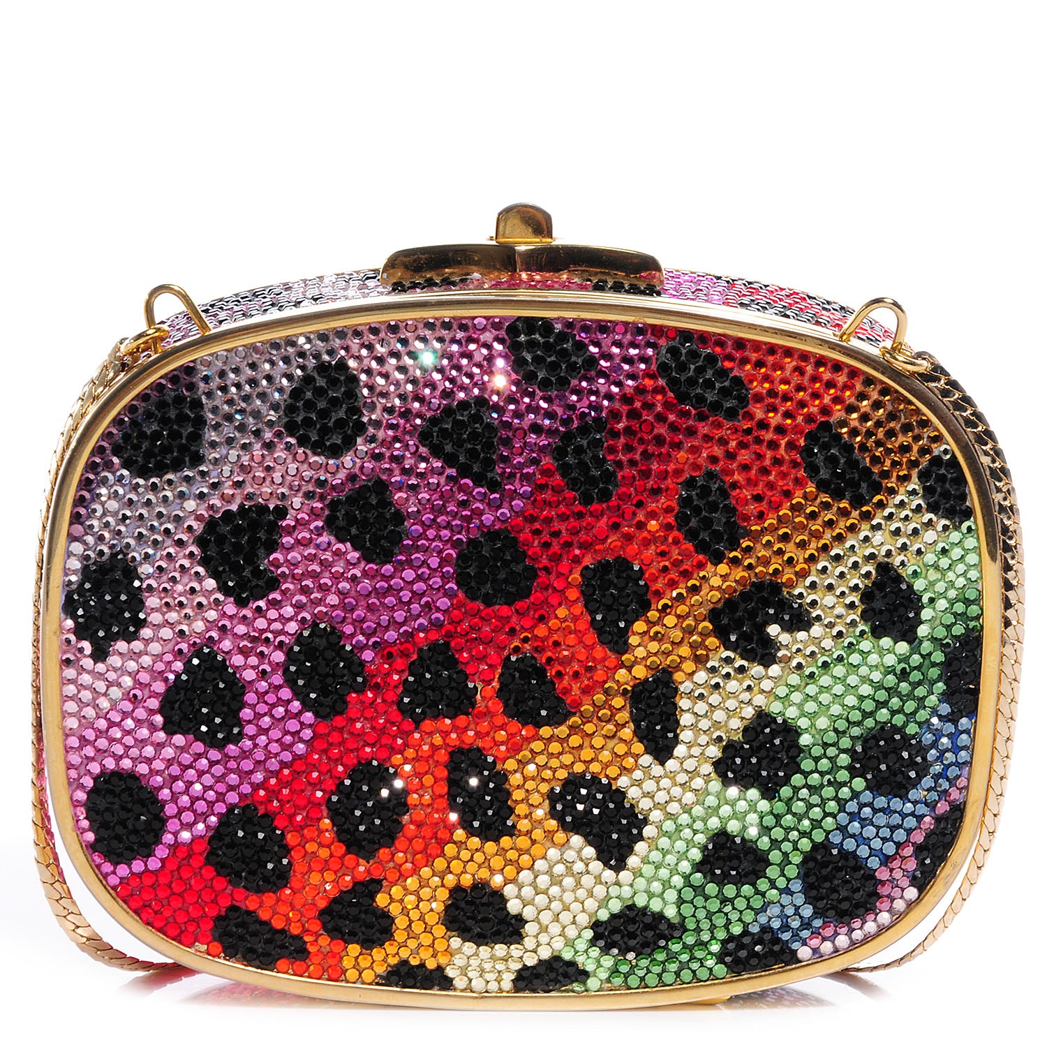 Judith Leiber Swarovski Crystal Leopard Rainbow Clutch 1 of 7