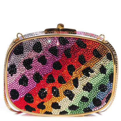 Judith Leiber Swarovski Crystal Leopard Rainbow Clutch 1 of 7