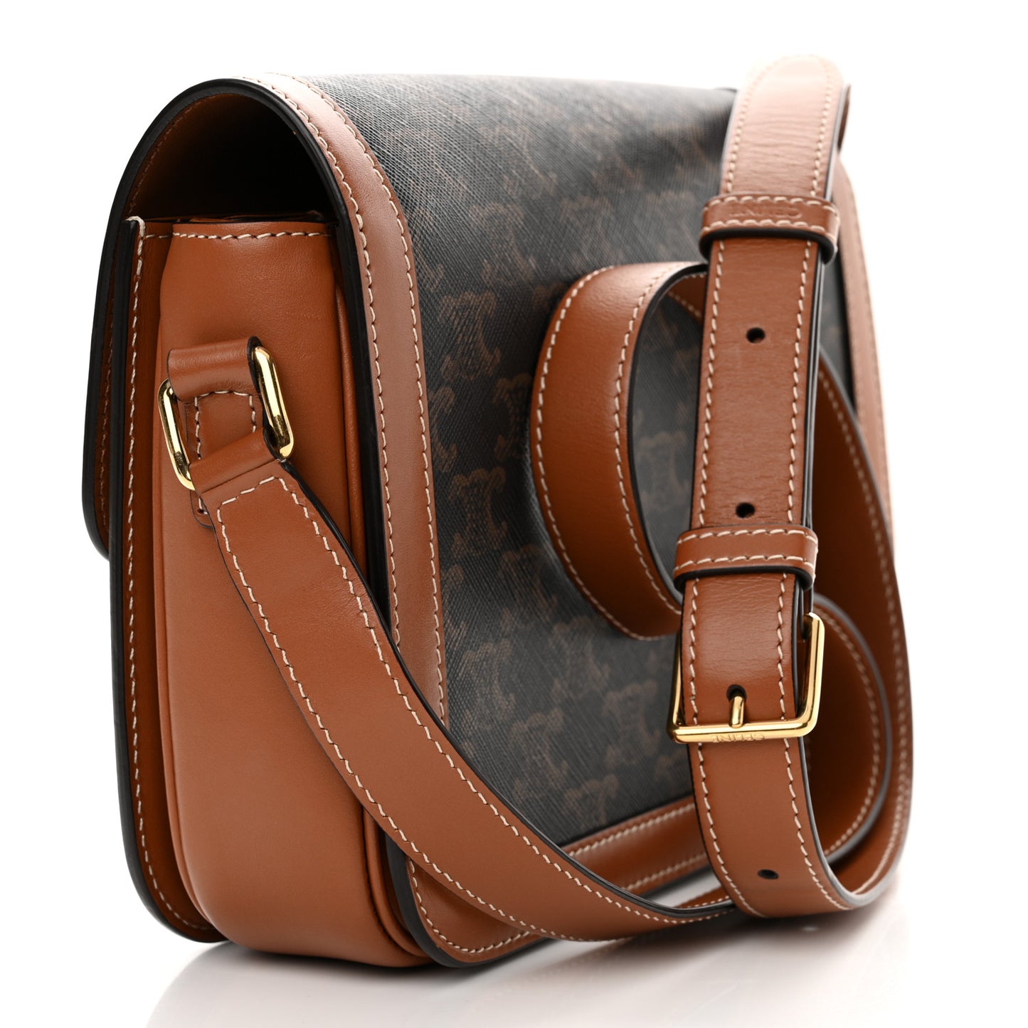 Triomphe Canvas Calfskin Medium Triomphe Bag Tan