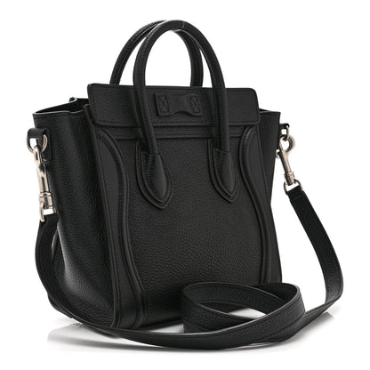 Celine Drummed Calfskin Nano Luggage Black 3 of 10