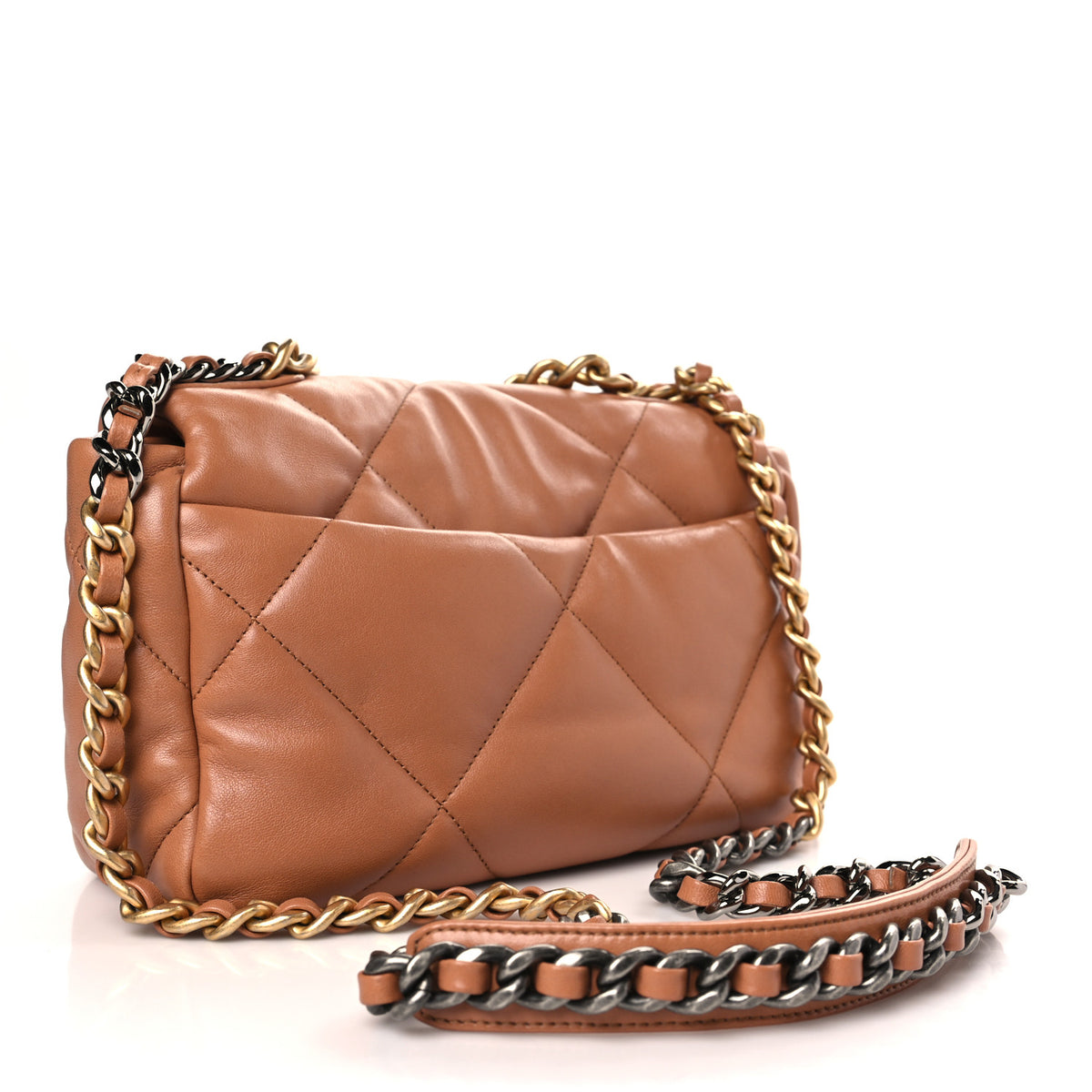Lambskin Quilted Medium Chanel 19 Flap Brown