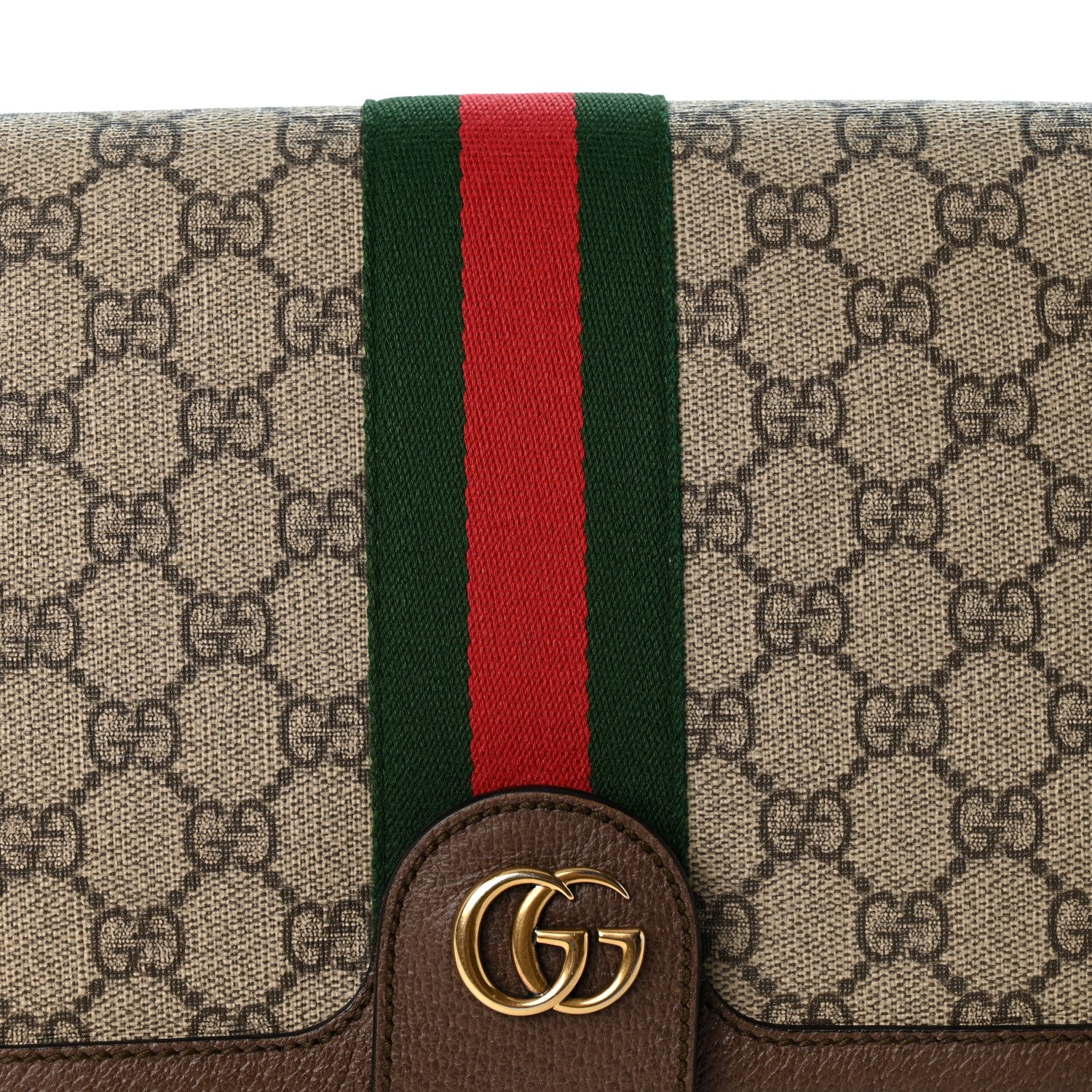 Gucci GG Supreme Monogram Web Ophidia Flap Messenger Bag  Beige New Acero 8 of 12