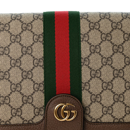 Gucci GG Supreme Monogram Web Ophidia Flap Messenger Bag  Beige New Acero 8 of 12