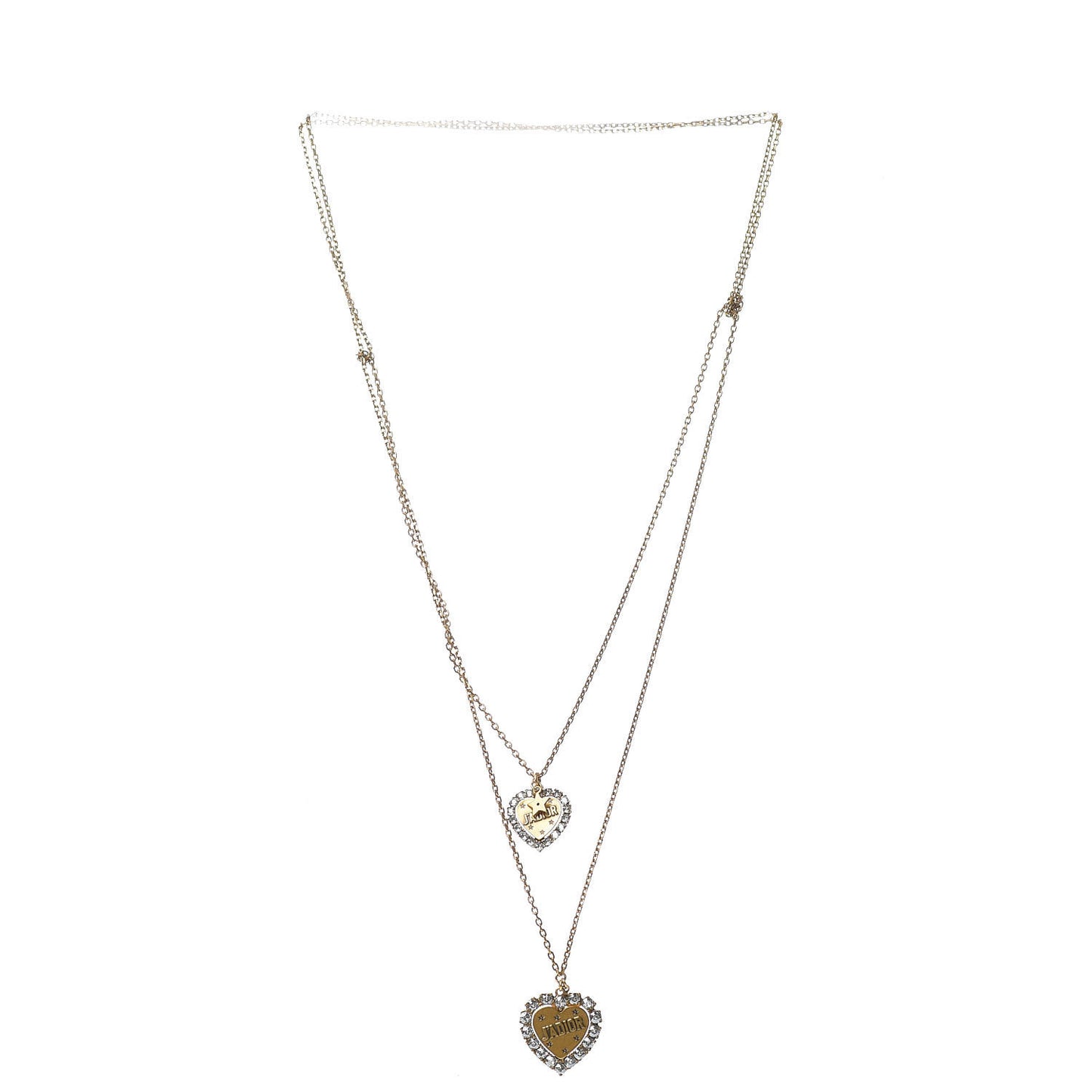 Metal Double Heart J'adior Necklace Aged Gold