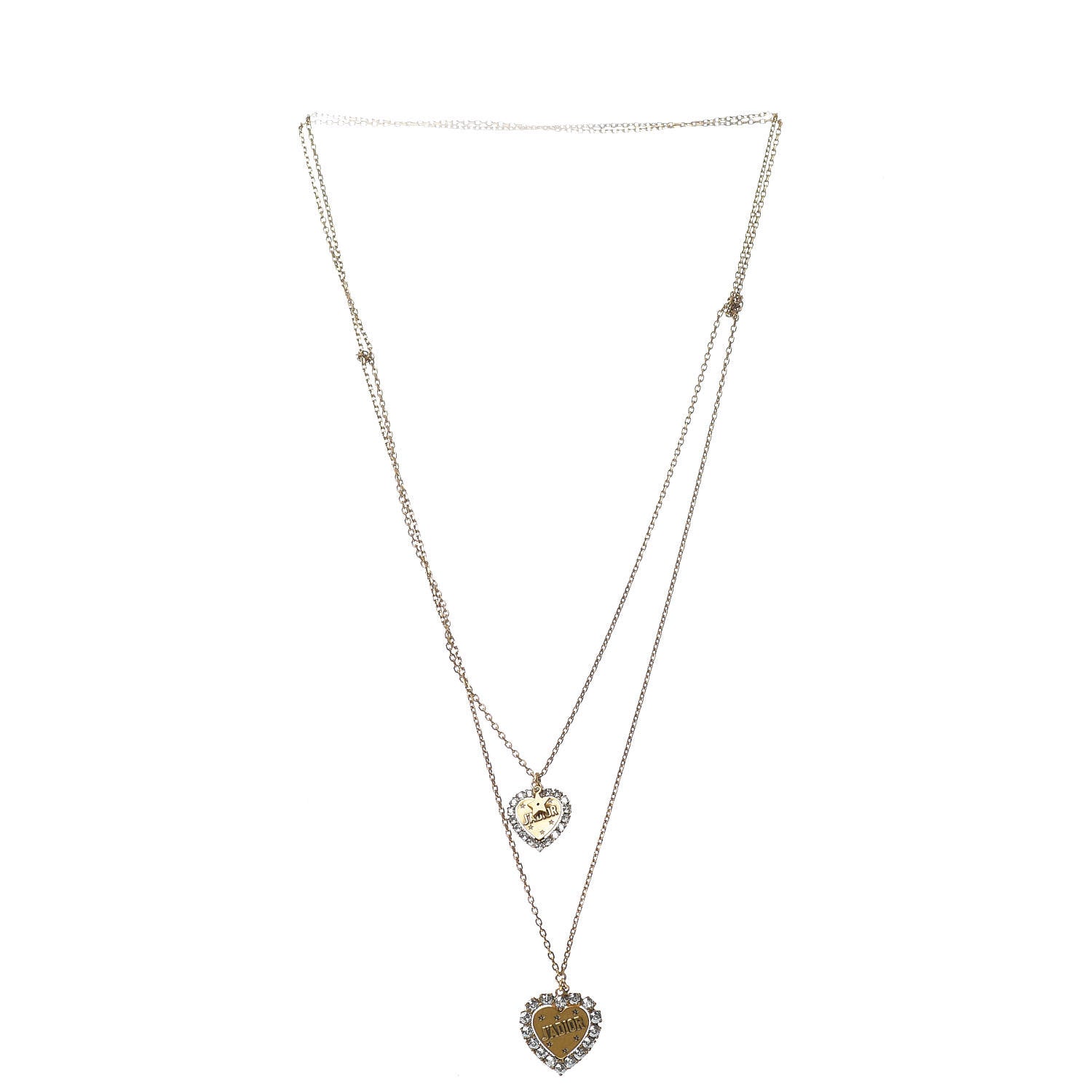 Christian Dior Metal Double Heart J'adior Necklace Aged Gold 3 of 4