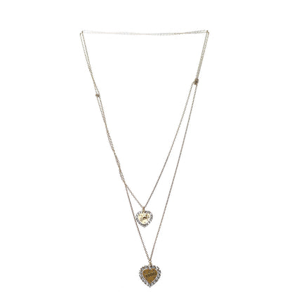 Christian Dior Metal Double Heart J'adior Necklace Aged Gold 3 of 4