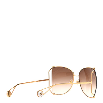Gucci Oversized Round Sunglasses GG0252S Gold Brown 4 of 7