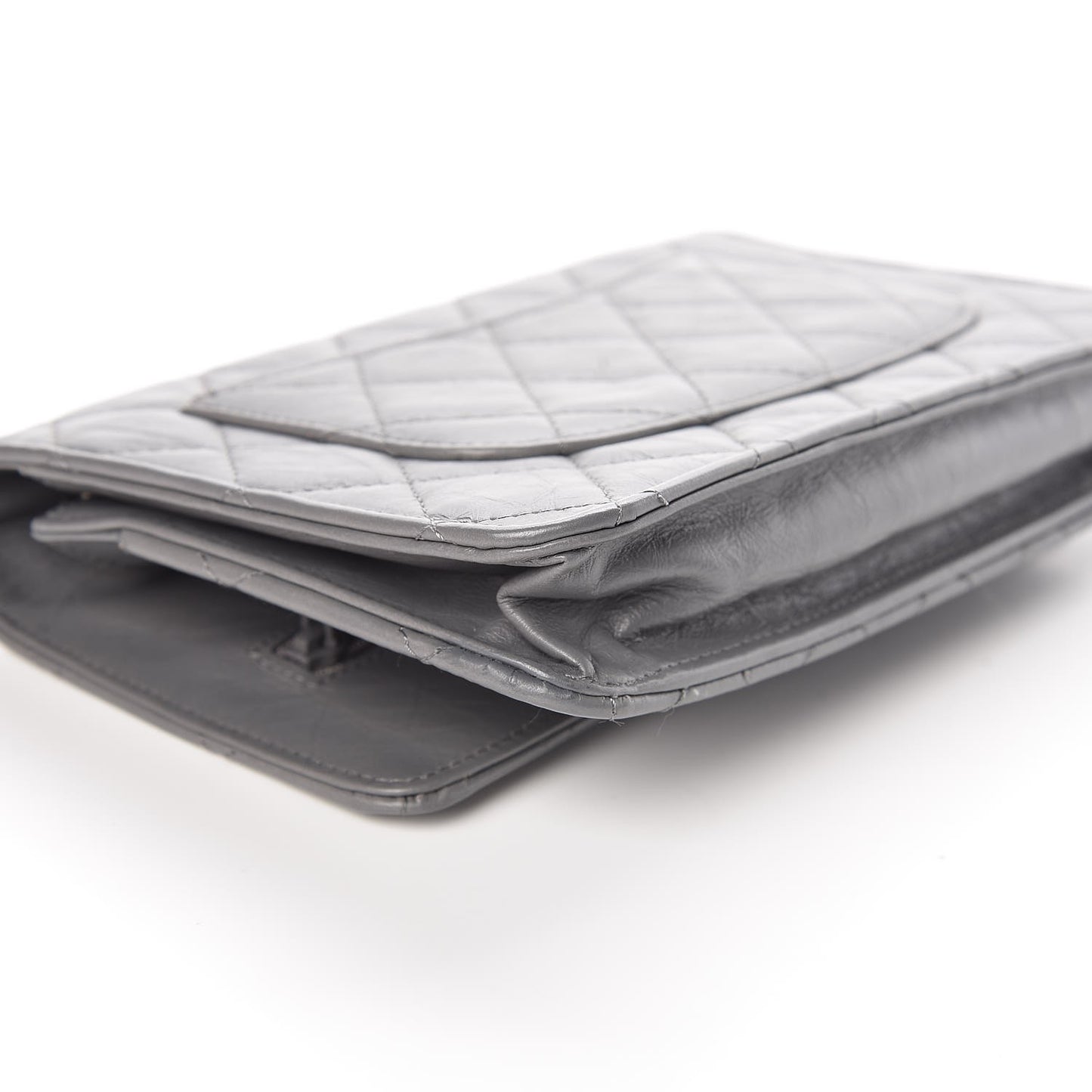 Aged Calfskin Quilted Reissue Wallet On Chain WOC Grey