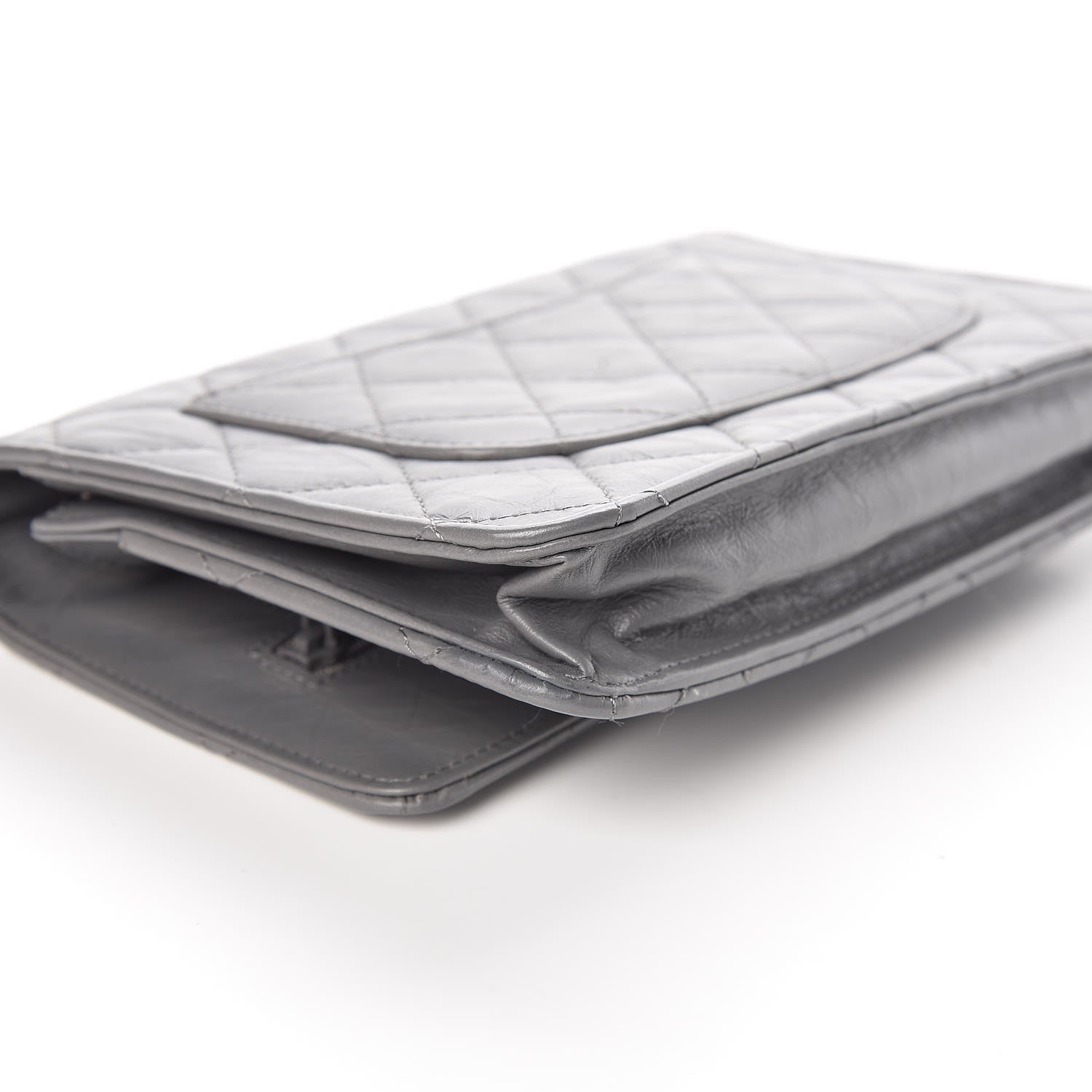 Chanel Aged Calfskin Quilted Reissue Wallet On Chain WOC Grey 11 of 14