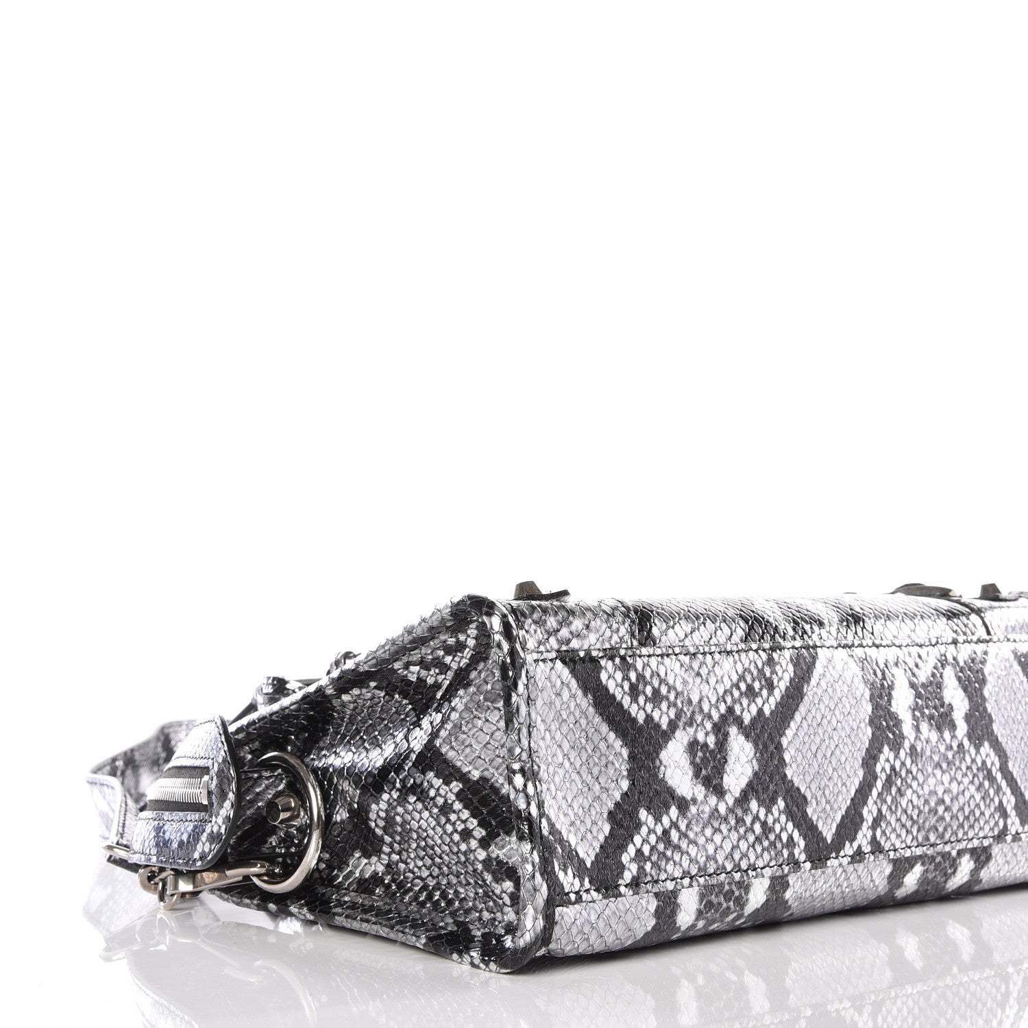 Balenciaga Metallic Calfskin Snakeskin Embossed Classic Silver Hardware Mini City Silver 8 of 10