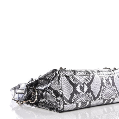 Balenciaga Metallic Calfskin Snakeskin Embossed Classic Silver Hardware Mini City Silver 8 of 10