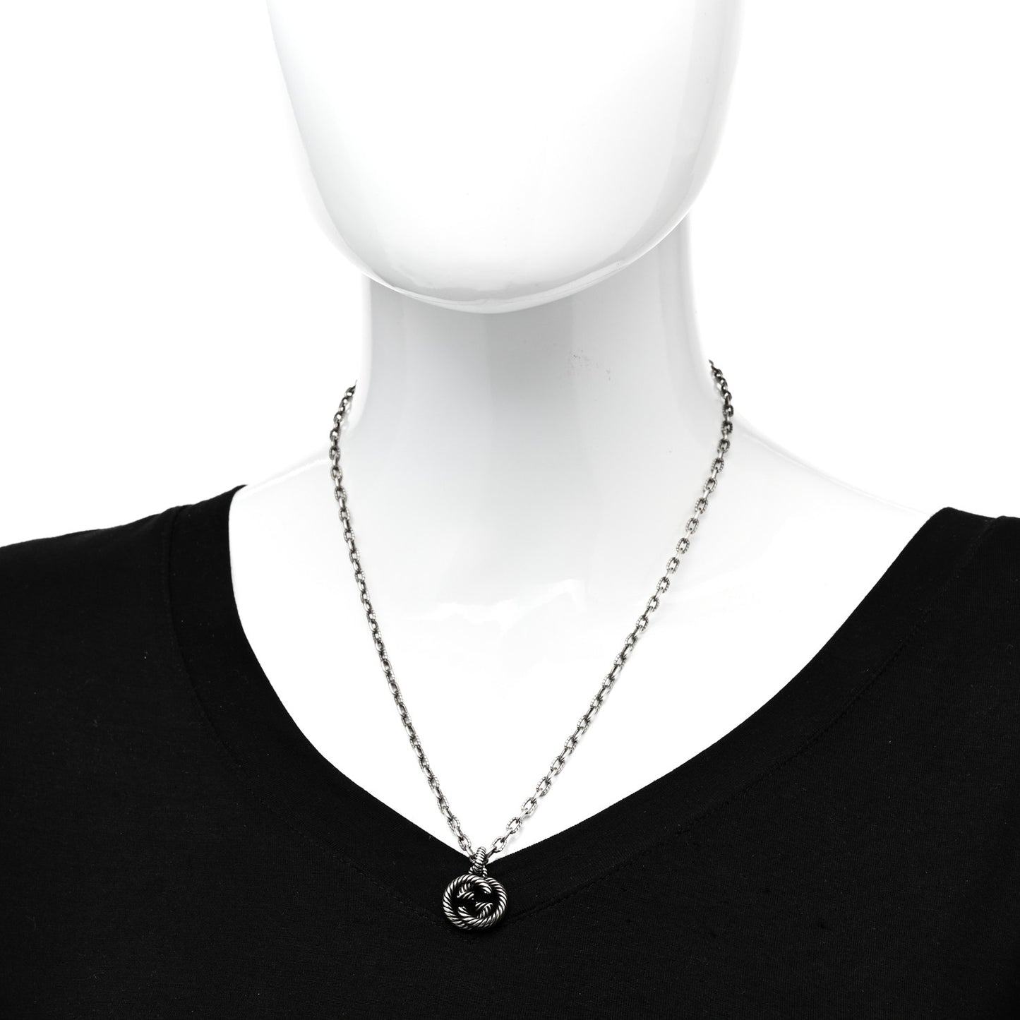 Sterling Silver Small Interlocking G Pendant Necklace