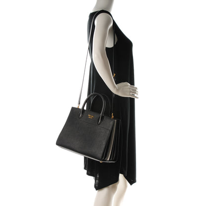 Prada Saffiano Calfskin Bibliothèque Top Handle Nero Black Bianco 2 of 7