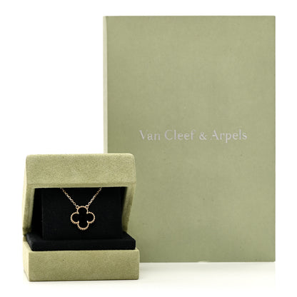 Van Cleef & Arpels 18K Yellow Gold Black Onyx Vintage Alhambra Pendant Necklace 6 of 6