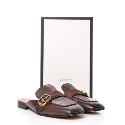 Gucci Calfskin Web Womens Peyton GG Slippers 39 Dark Brown 14 of 14
