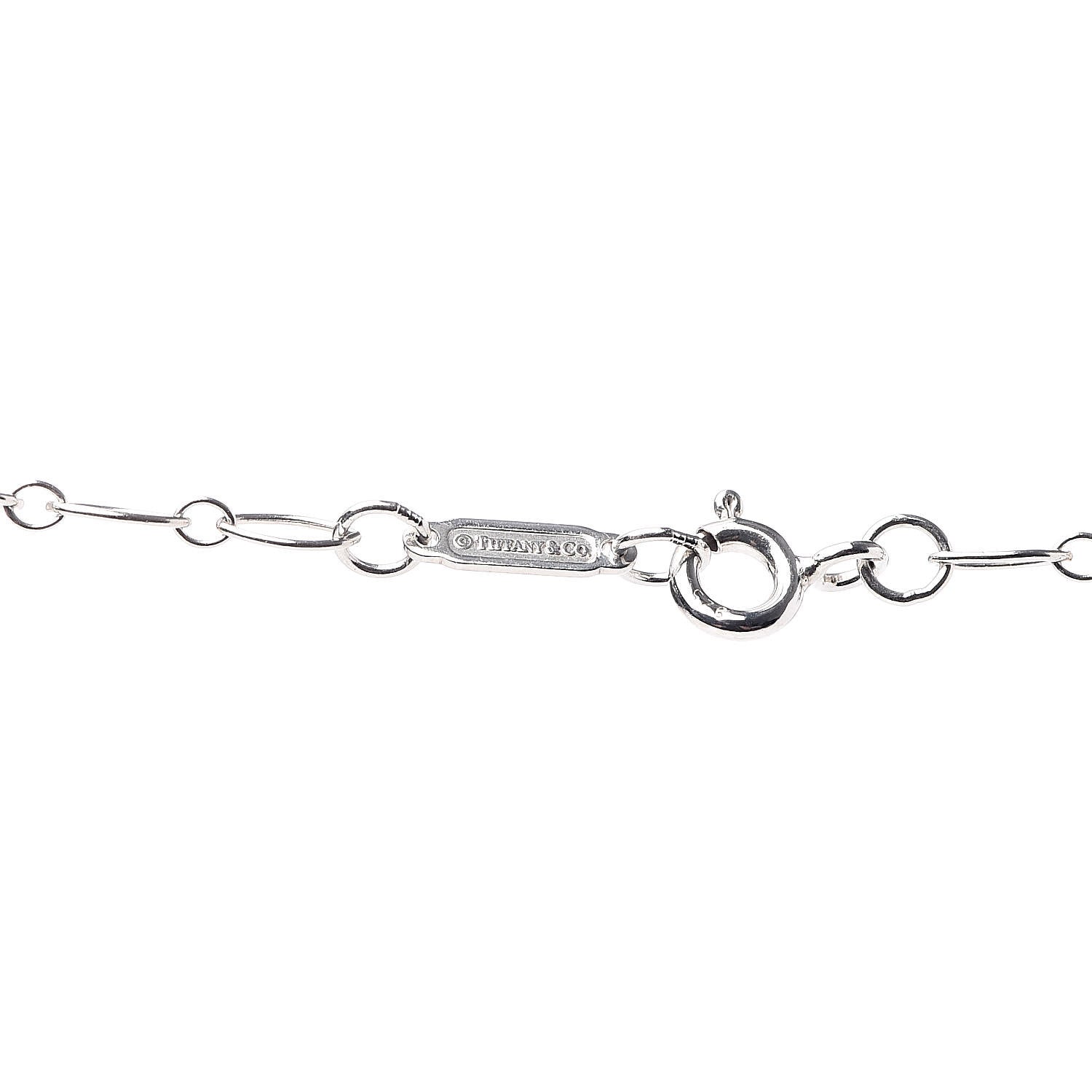 Tiffany Sterling Silver Diamond Blossom Key Pendant Link Necklace 5 of 6