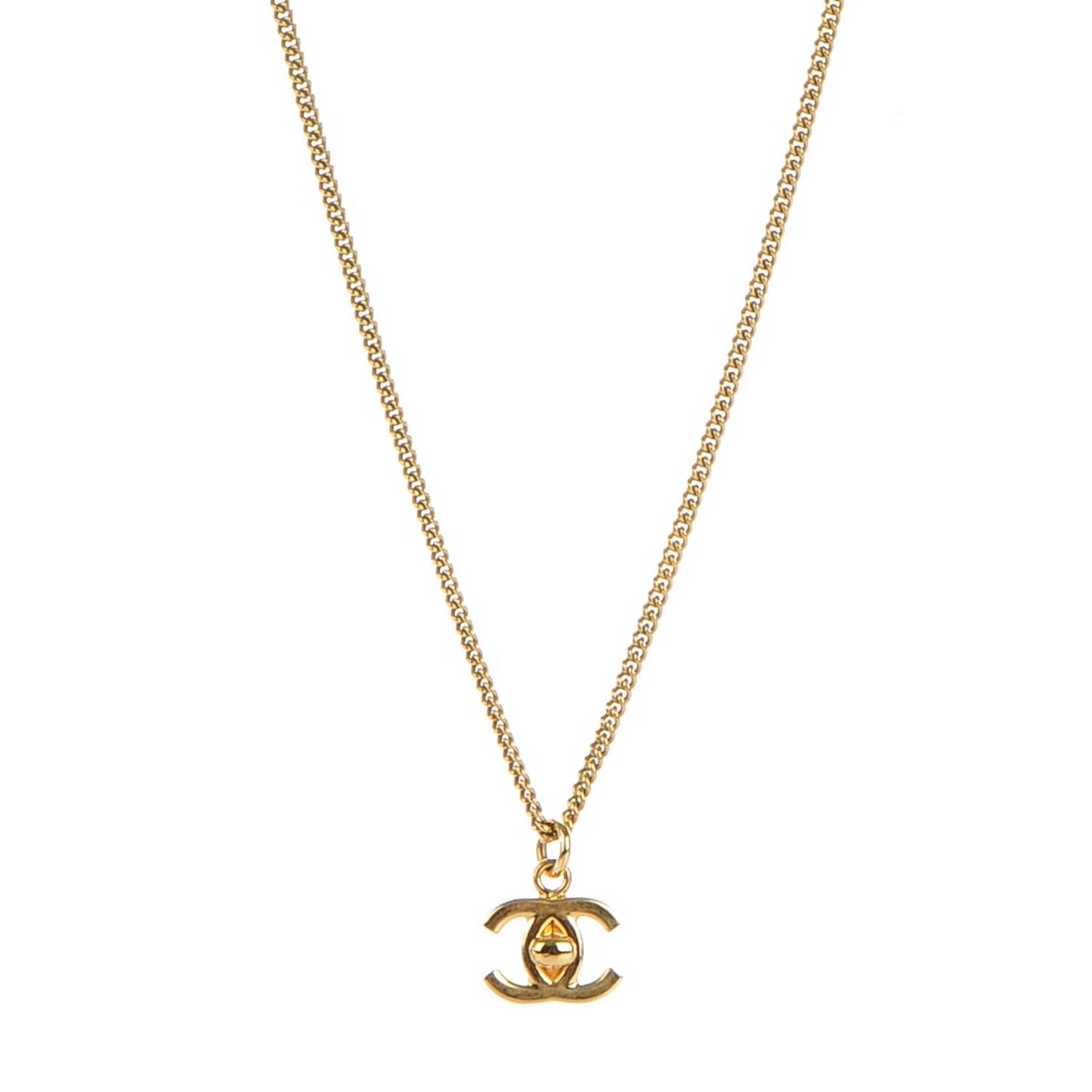 Turnlock CC Necklace Gold