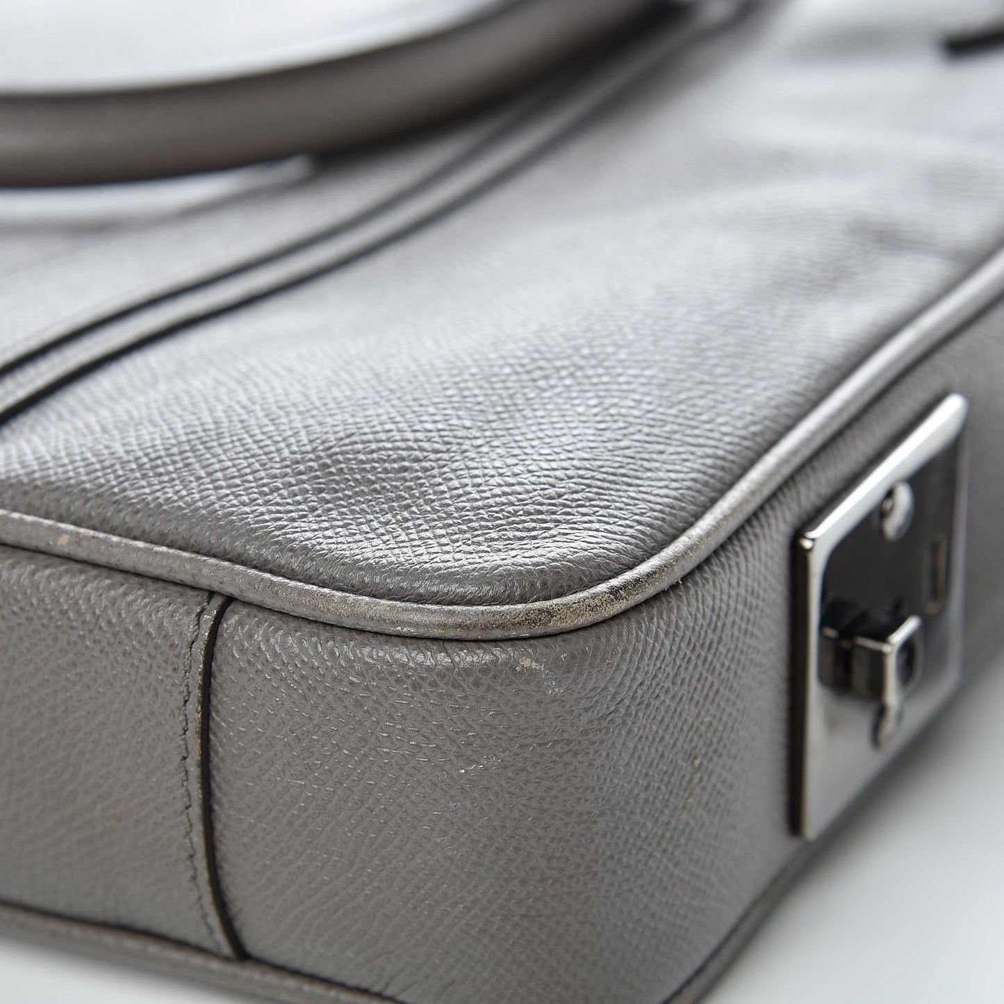 Textured Calfskin Briefcase Grey