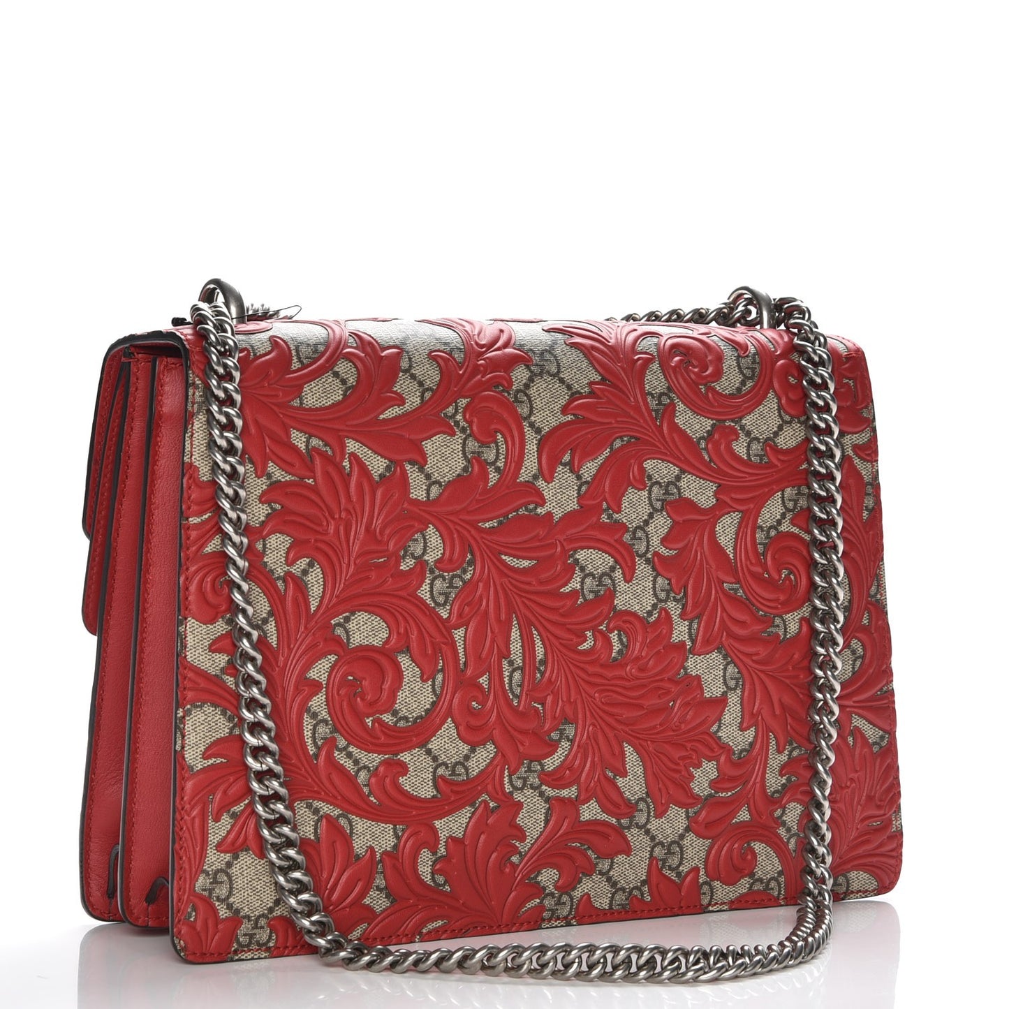 GG Supreme Monogram Arabesque Medium Dionysus Shoulder Bag Hibiscus Red