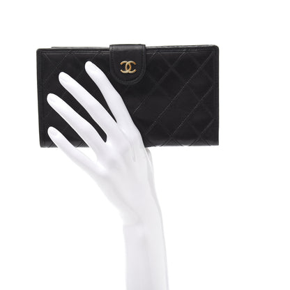 Chanel Lambskin Diamond Stitched French Wallet Black 2 of 11