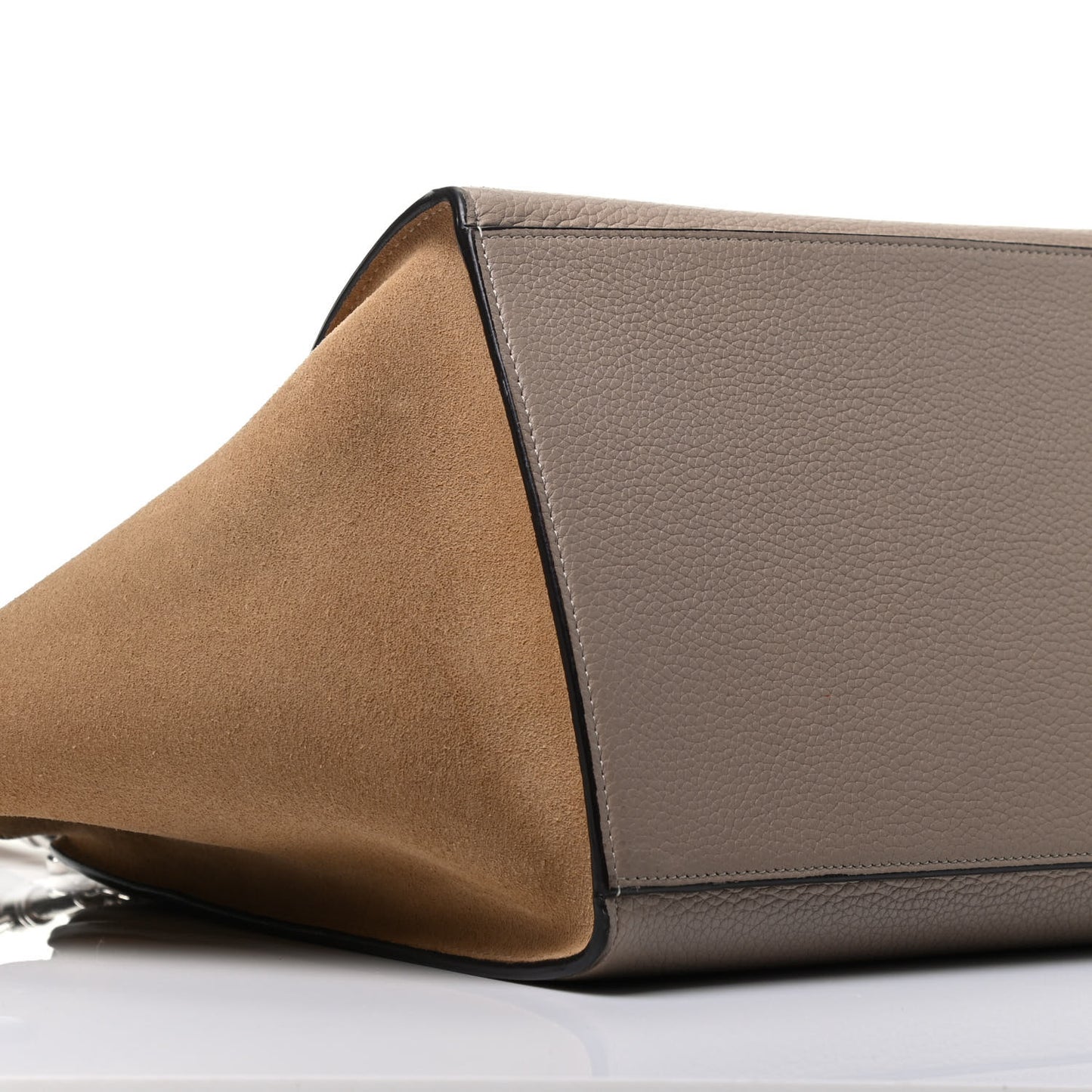 Drummed Calfskin Suede Medium Trapeze Dune