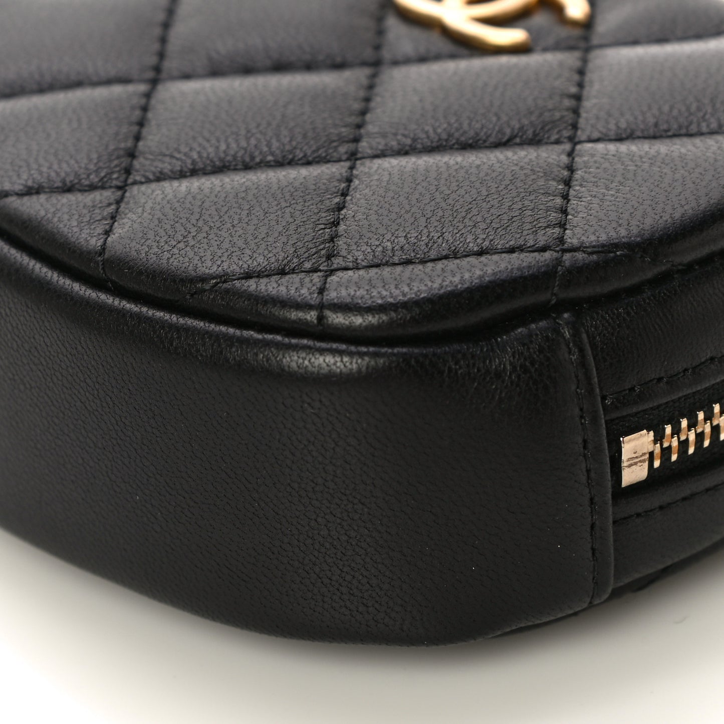 Lambskin Quilted Zip Around Classic Coin Purse Black
