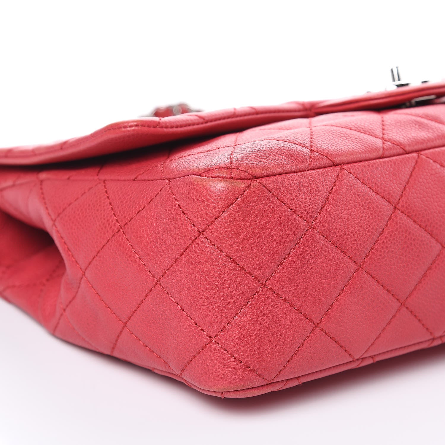 Chanel Washed Caviar Quilted Jumbo Single Flap Fuchsia 8 of 19