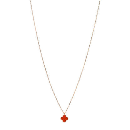 Van Cleef & Arpels 18K Rose Gold Carnelian Sweet Alhambra Pendant Necklace 1 of 5