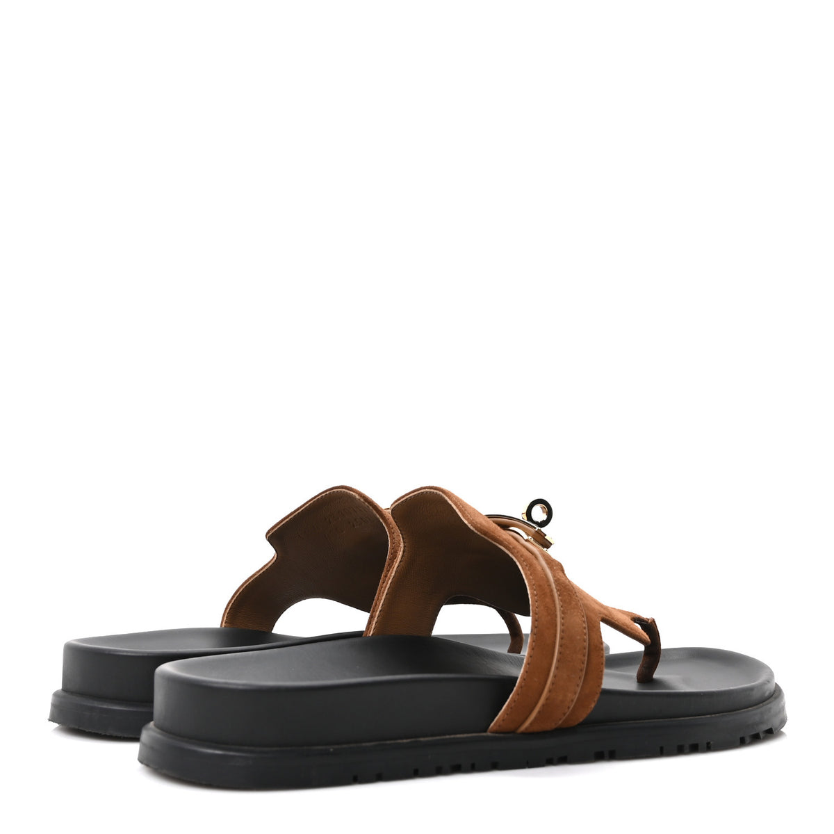 Hermes Suede Goatskin Womens Empire Sandals 41 Gold 5 of 9