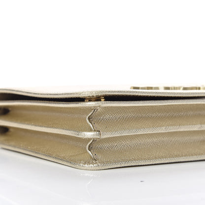 Prada Metallic Saffiano Lux Chain Wallet Pirite 5 of 10