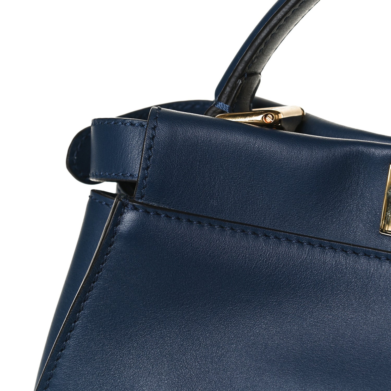 Fendi Vitello Seta Shiny Nappa Medium 3 Pocket Peekaboo Iconic Satchel Blueberry 12 of 13