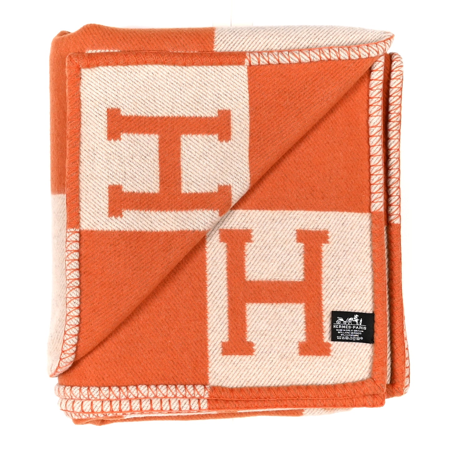 Wool Cashmere Signature Classic Avalon Blanket Ecru Potiron