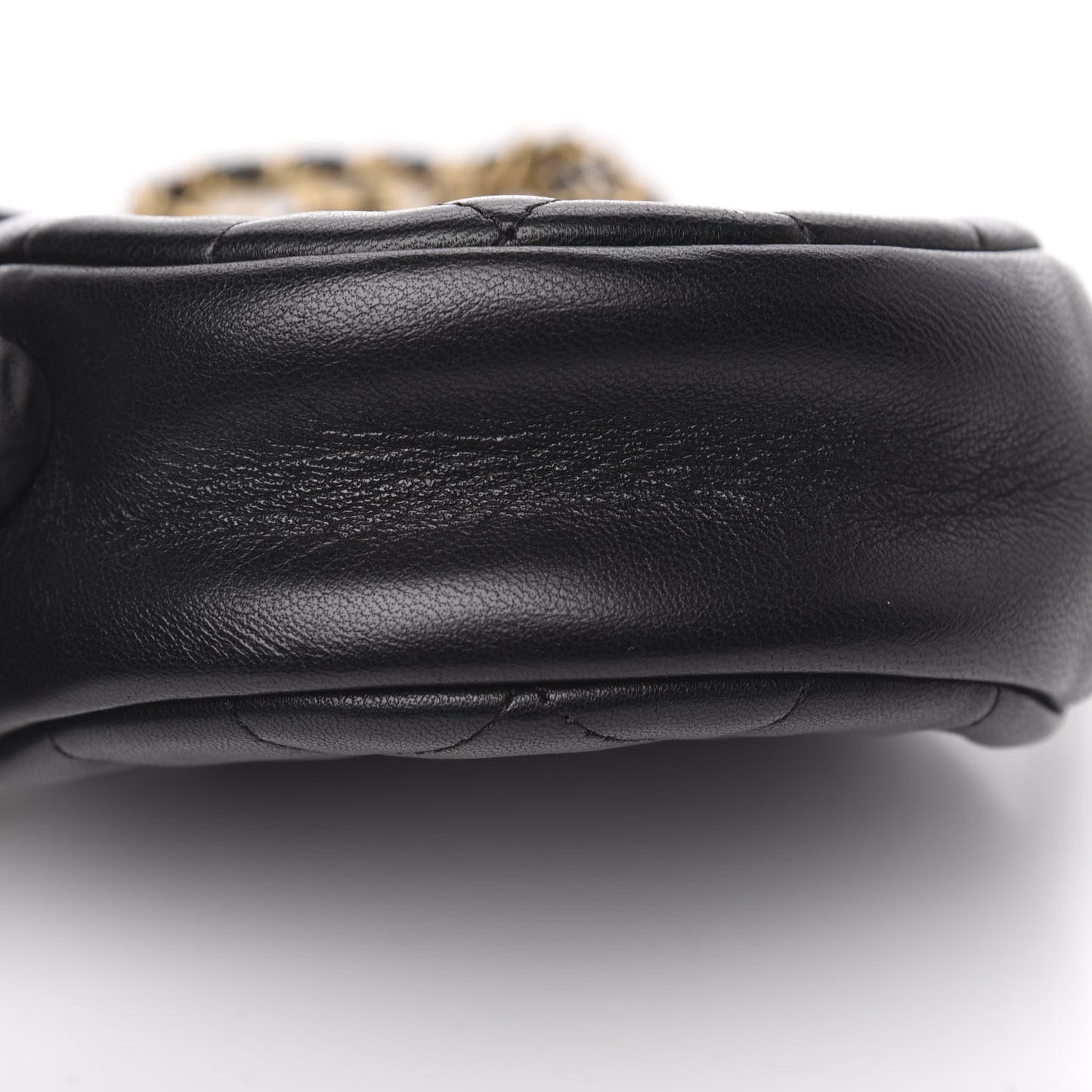 Lambskin Quilted Studded Round Clutch With Chain Black