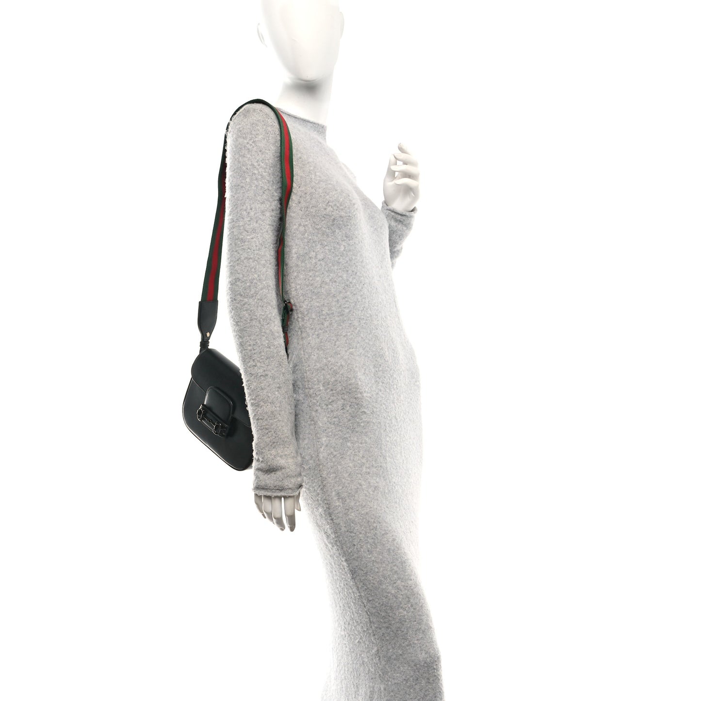 Azalea Calfskin Web Monochrome Small Horsebit 1955 Shoulder Bag Black