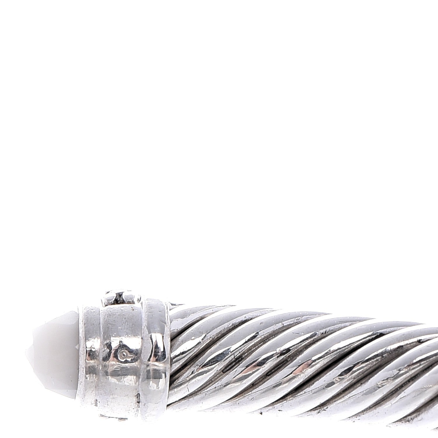 David Yurman Sterling Silver Diamond White Agate 5mm Cable Classics Bracelet 4 of 5