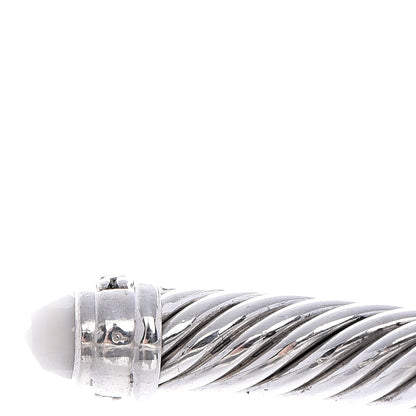 David Yurman Sterling Silver Diamond White Agate 5mm Cable Classics Bracelet 4 of 5