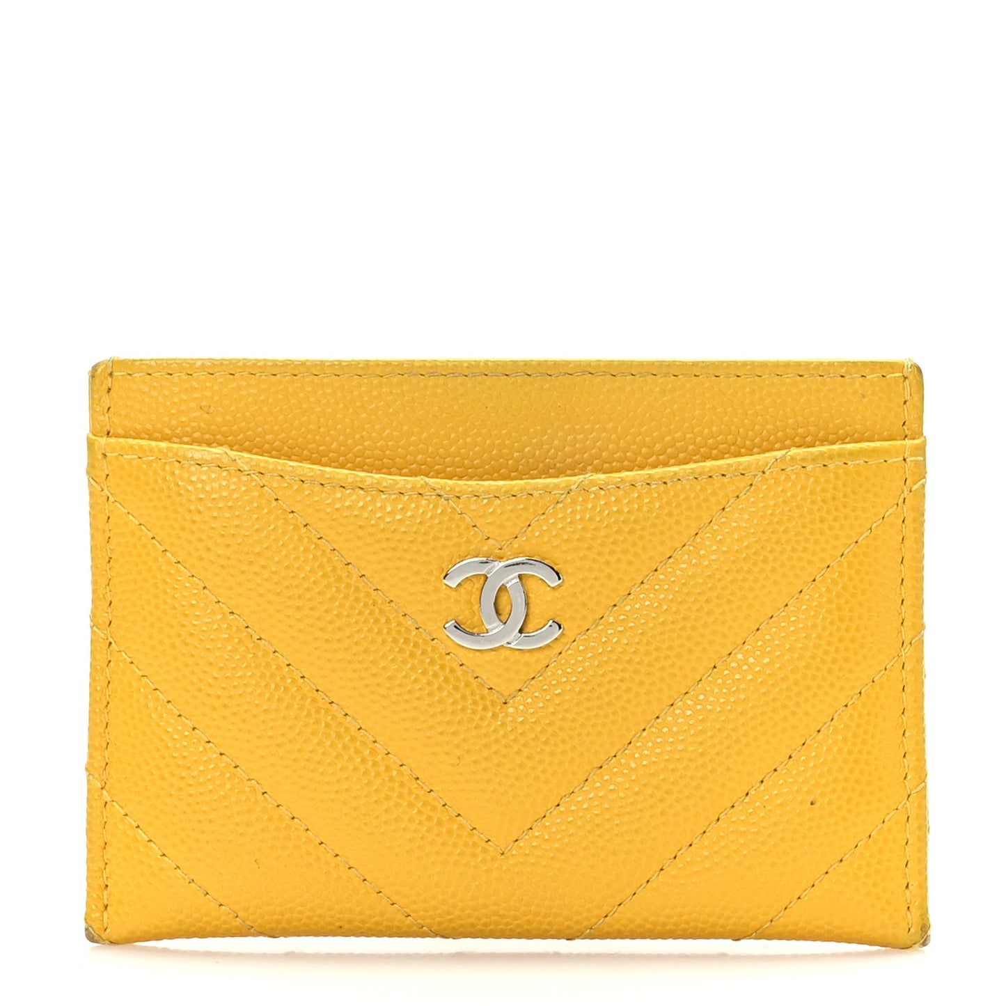 Caviar Chevron Quilted Card Holder Yellow