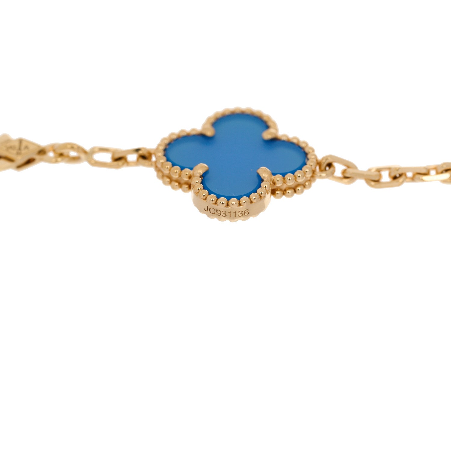 Van Cleef & Arpels 18K Yellow Gold Blue Agate 5 Motifs Vintage Alhambra Bracelet 5 of 5