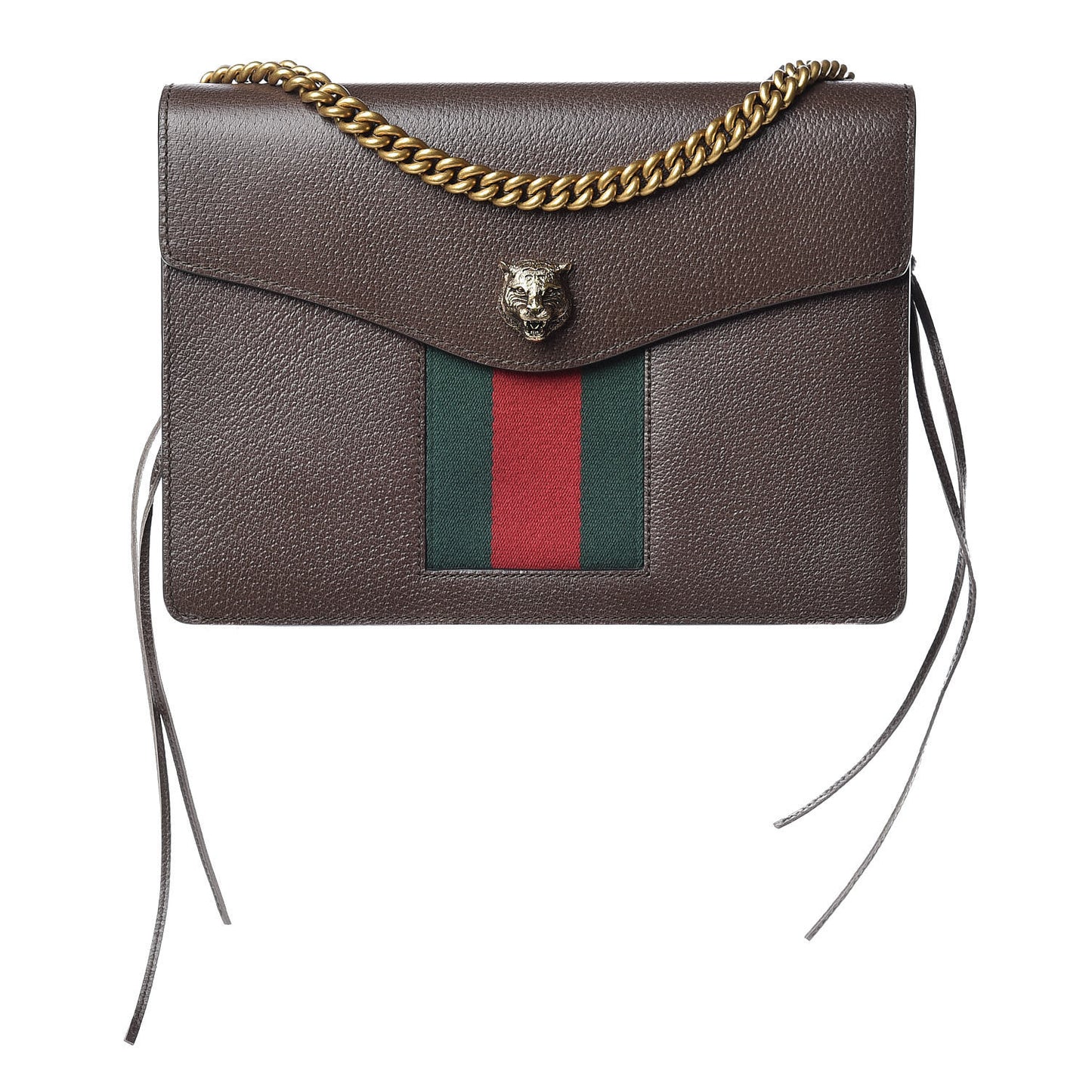 Grained Calfskin Web Animalier Shoulder Bag Brown