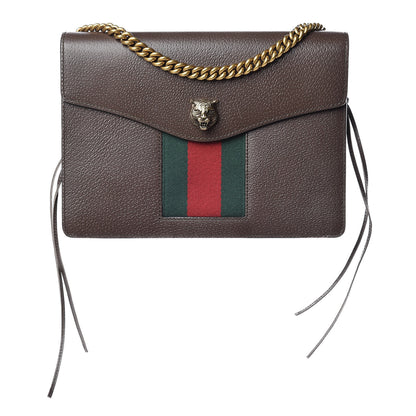 Gucci Grained Calfskin Web Animalier Shoulder Bag Brown 1 of 9