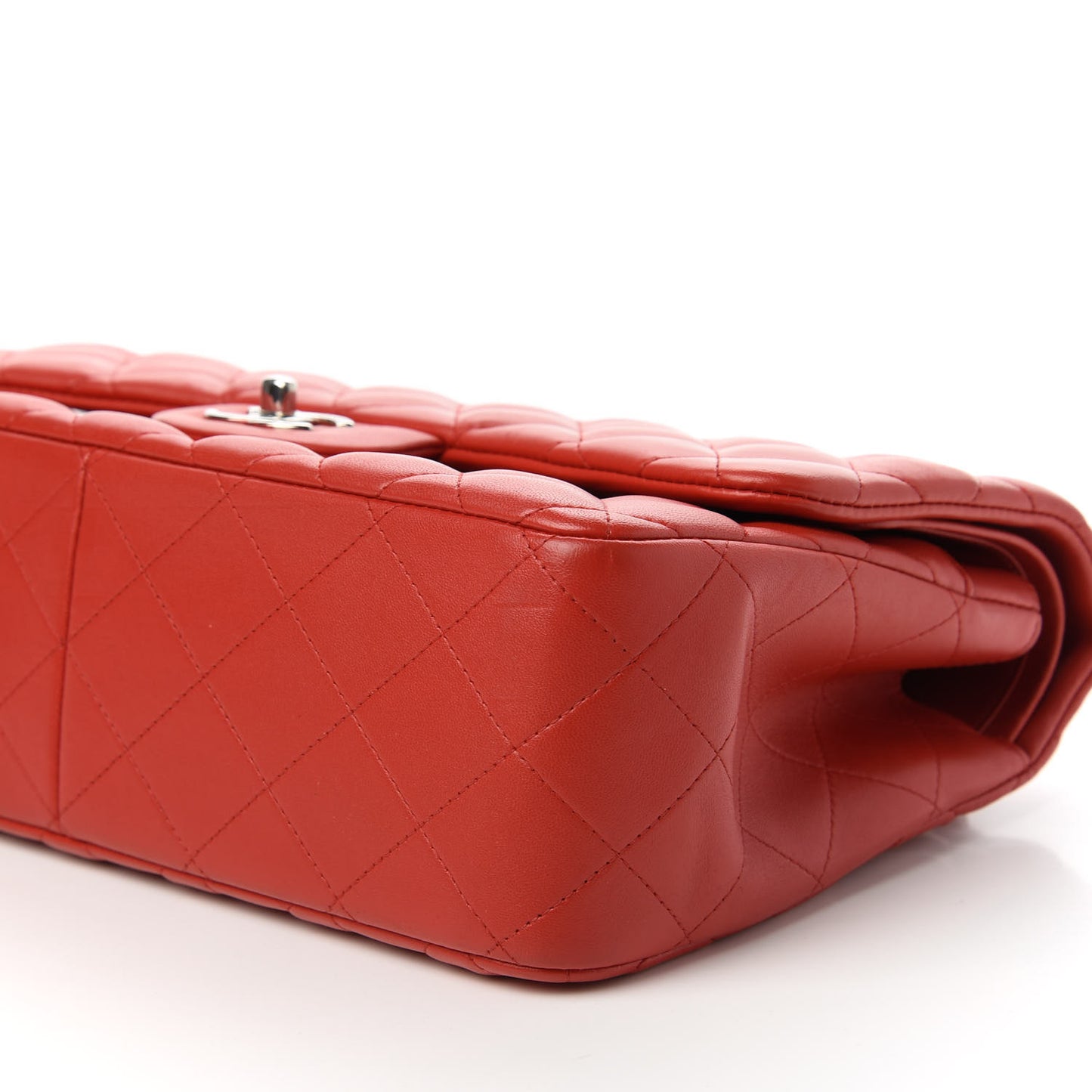 Lambskin Quilted Jumbo Double Flap Red