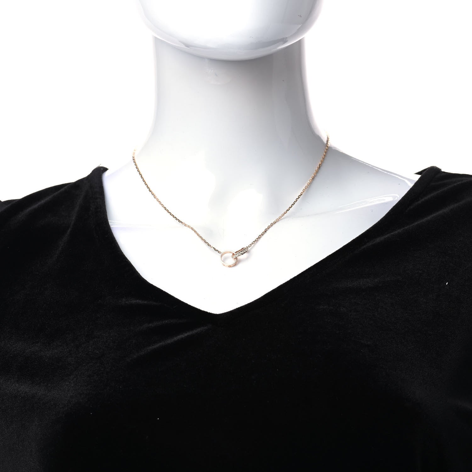 Cartier 18K Pink Gold Diamond Interlocking LOVE Necklace 2 of 6