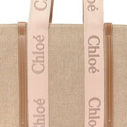 Chloe Linen Calfskin Medium Woody Ribbon Tote Blushy Beige 9 of 12