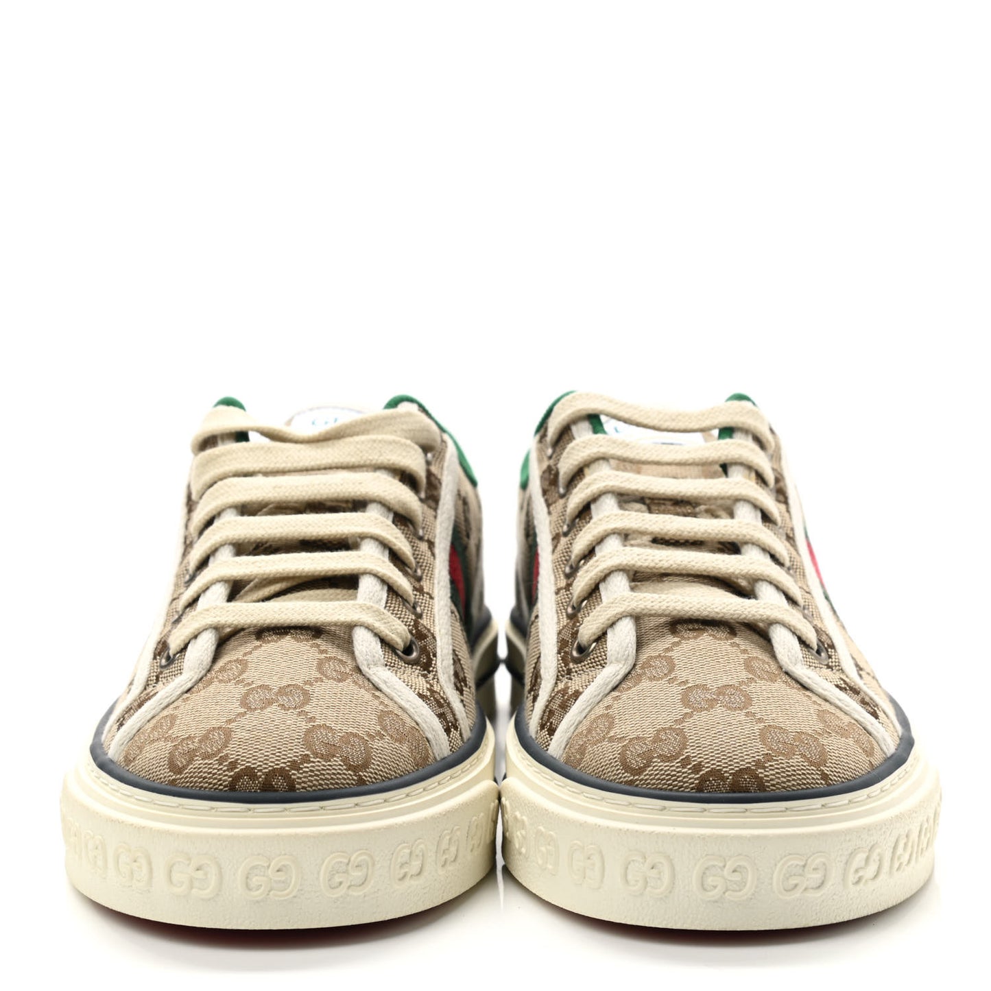 GG Monogram Web Womens 1977 Tennis Sneakers 39 Beige Ebony Mystic White