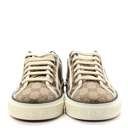 Gucci GG Monogram Web Womens 1977 Tennis Sneakers 39 Beige Ebony Mystic White 2 of 9