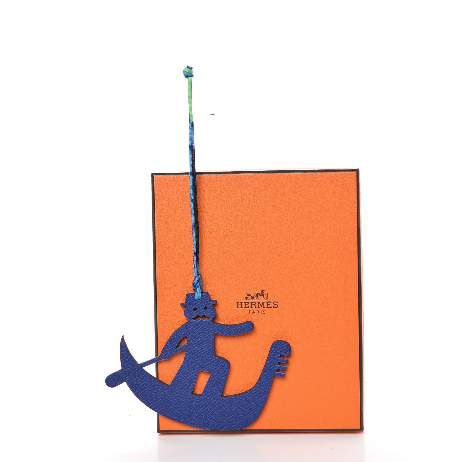 Hermes Epsom Togo Petit H Gondola Bag Charm Bleu Electrique Colvert 4 of 4